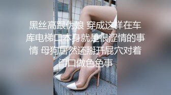 黑丝高跟伪娘 穿成这样在车库电梯口本身就是很涩情的事情 母狗居然还掰开屁穴对着门口做色色事